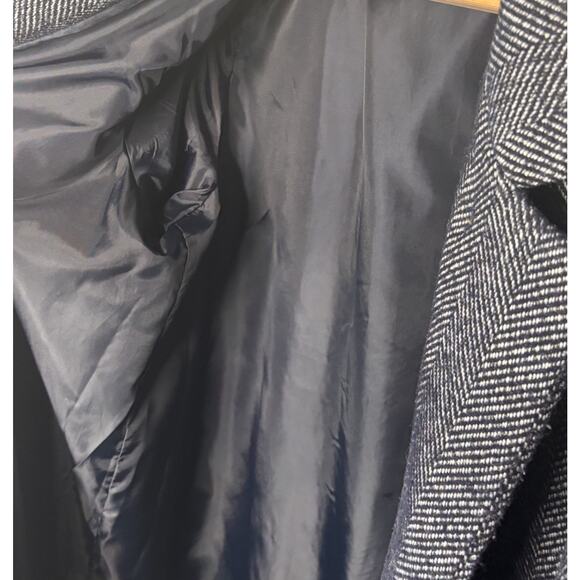 Old Navy Soft Brushed Herringbone Wool Blend Jacket Size Large Navy Gray *FLAW* - Picture 8 of 13